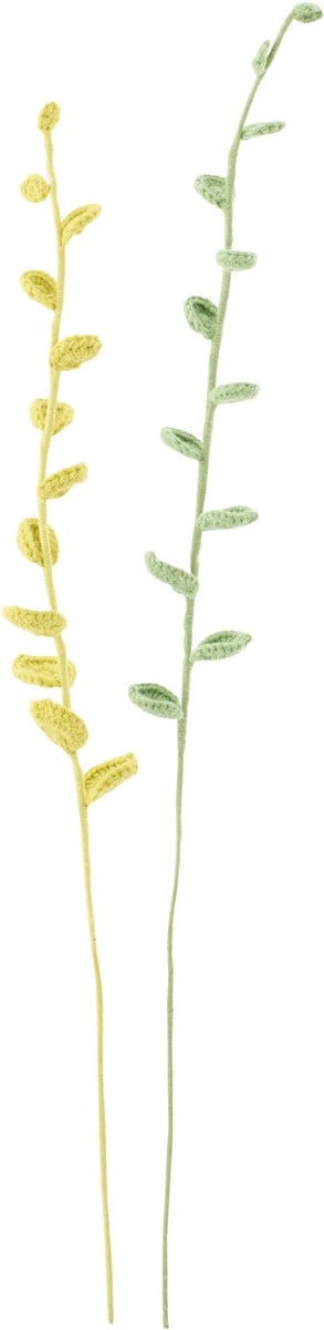 J-Line decoratie Bloem Gehaakt - polyester - groen - set van 2