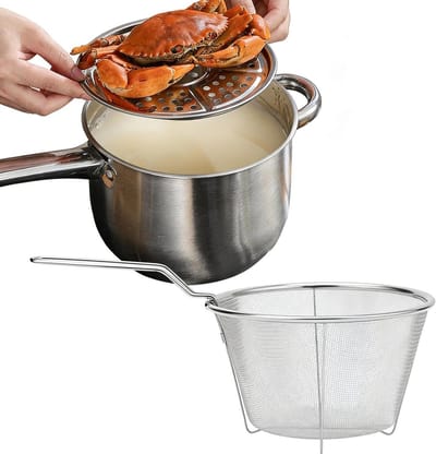 Frituurpan Roestvrij - Keukengerei - Thuis Koken - Gelijkmatige Warmte - 38x13x19.5cm - Zilverkleurig