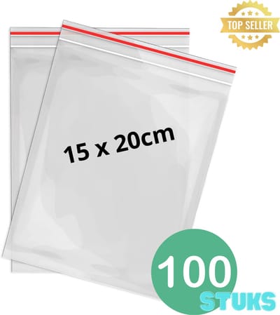 Gripzakje 150 x 200mm - 100 stuks - 50my dikte - Transparant - Gripsluiting - Druksluiting - Sluitgripzakje - Hersluitbaar gripzakje
