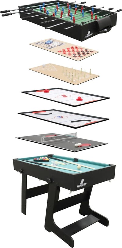 Cougar 16-in-1 Multi Speeltafel – Zwarte Speeltafel met 16 Spellen – Inclusief Accessoires – Voor Kinderen en Volwassenen