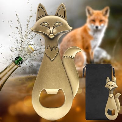 Elzusha - Leuke Vos Flessenopener van Zink - Cadeau voor Mannen en Vrouwen