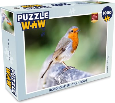 Puzzel Roodborstje - Tak - Hout - Legpuzzel - Puzzel 1000 stukjes volwassenen