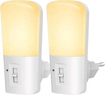 2 stuks - Nachtlampje voor Stopcontact - Dag en Nacht Sensor - Voor Volwassenen, Kinderen en Baby's - Dimbaar Warm Wit Lichtloos
