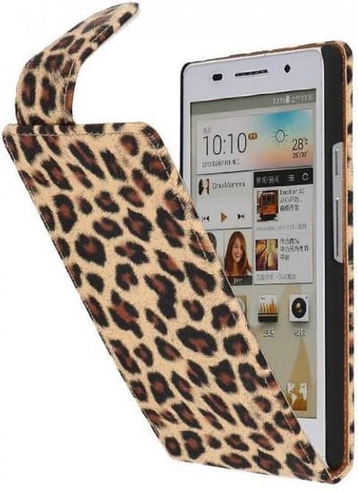 Luipaard Classic Flip Case Hoesjes - Hoesje Geschikt voor Huawei Ascend P6 Chita