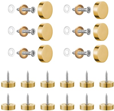 Dailygoods- Spiegel Schroeven 14 mm - Roestvrij Staal - Decoratieve Caps - Antislip Ringen - Bevestiging voor Spiegels - 20 Stuks - Spiegelbevestiging