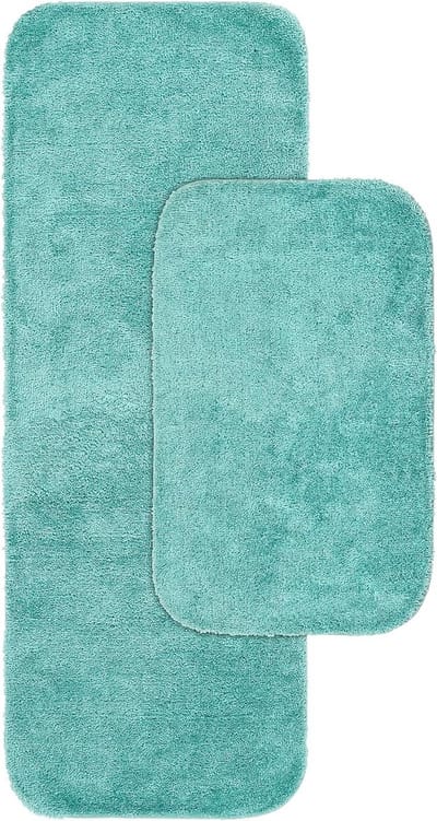 Badmat Set - Badkamer Tapijt - Veiligheid in Badkamer - Antislip Achterkant - 2-Delig - Zeeschuim