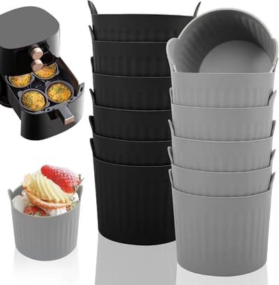 12 Stuks Herbruikbare Siliconen Muffinvormen voor Airfryer, Perfect voor Taart, Eieren en Snacks