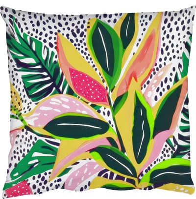 Sierkussens - Kussentjes Woonkamer - 50x50 cm - Tropisch - Bladeren - Zwart - wit