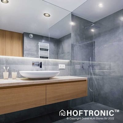 HOFTRONIC Set van 6 Mari LED inbouwspots verzonken - 4 Watt 345 Lumen - 4000K neutraal wit - GU10 - Dimbaar - Rond - IP64 Waterdicht - Zwart -