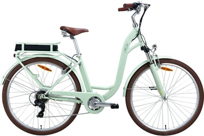 Elektrische fiets dames meisjes groen - 28 inch - 46cm frame - 7 versnellingen - 360 Wh accu