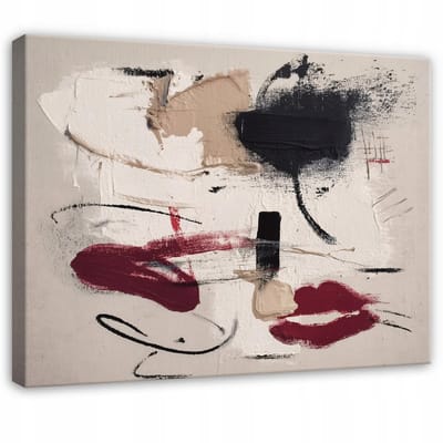 WALLARENA - Schilderij op canvas - 100x70 cm - abstracte art deco grijs - Geschikt voor slaapkamer en woonkamer