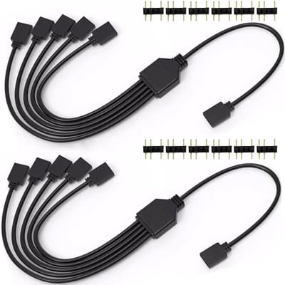 ARGB Splitter Kabel 1 naar 5 - 5V 3 Pin Adresserbare RGB Verlengkabel voor PC Fans en LED Verlichting, Ideaal voor RGB Synchronisatie en Uitbreiding