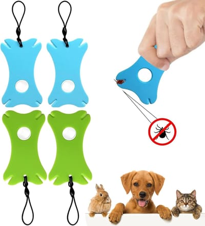 Tekenverwijderaar - 4 stuks - met vergrootglas - Anti teek tang – Teken verwijderaar – Tekentang Hond - Tekentang Kat - Tekentang Paard - Teken pincet - voor mensen, kinderen, honden, katten - blauw + groen