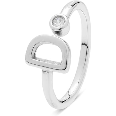 Luxenter 925 Sterling zilveren ring met gerhodineerde briljant zirkonia - Alfabet