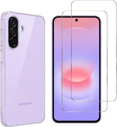 Hoesje Ultraslank geschikt voor Samsung Galaxy A27 5G backcover siliconen Transparant en 2 stuks Screenprotector Gehard Glas