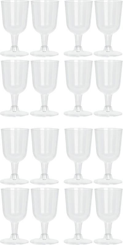 Excellent Houseware Wijnglazen - 16x - transparant - kunststof - 160ml - herbruikbaar wijnglas