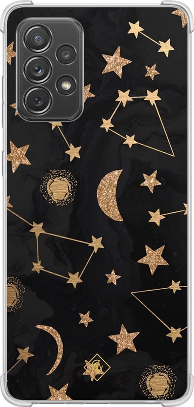 Casimoda® hoesje - Geschikt voor Samsung Galaxy A52 5G - Counting The Stars - Shockproof case - Extra sterk - TPU/polycarbonaat - Bruin/beige, Transparant