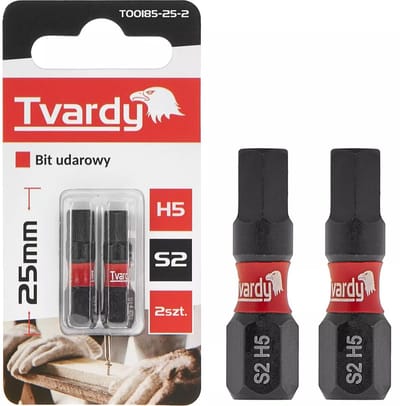 Tvardy Impact bit H5 25mm - S2 staal - Magnetische tip - Set van 2 stuks