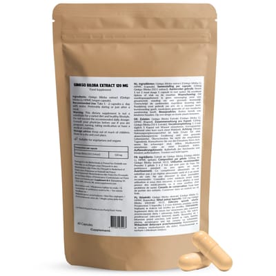Cupplement Ginkgo Biloba 12.000 mg per dagdosering 60 Capsules - Nootropics ginko - Vegan - Zonder toevoegingen - Lab getest - 60 dagen voorraad per zakje