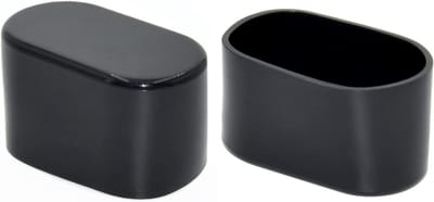 16x Ovale Stoelpootdoppen Zwart Flexibel PVC Beschermers voor Vloeren en Meubels 25x50mm