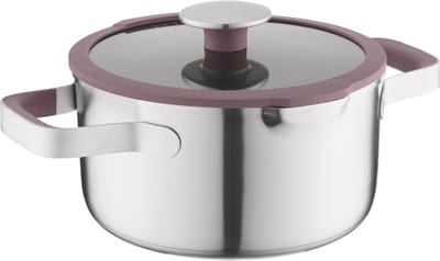 BergHOFF Home Elements Kookpan 20 cm - Rvs kookpot met deksel - Geschikt voor Inductie en Alle Warmtebronnen - PFAS-vrije-kasserol - Oven- en Vaatwasserbestendige pot - 2,9 L - Aubergine