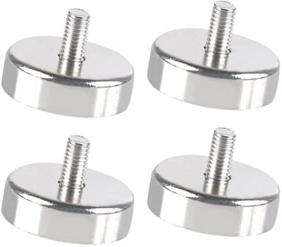 Sterke ronde neodymium magneten met M6 schroefdraad - 4 stuks potmagneten met 55 kg trekkracht, ideaal voor bevestigen en ophangen van objecten