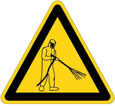 Hogedrukspuit waarschuwingsbord | gecoat dibond materiaal | 15 cm