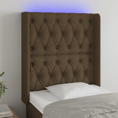 vidaXL - Hoofdbord - LED - 83x16x118/128 - cm - stof - donkerbruin