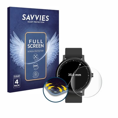 Savvies - Screenprotector voor Ronde Displays (ø: 35 mm) - Folie Beschermfolie transparant volledig dekking 4 Stuks