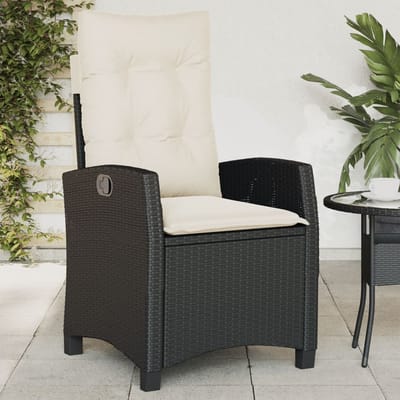 vidaXL - Tuinstoelen - 2 - st - verstelbaar - met - kussens - poly - rattan - zwart
