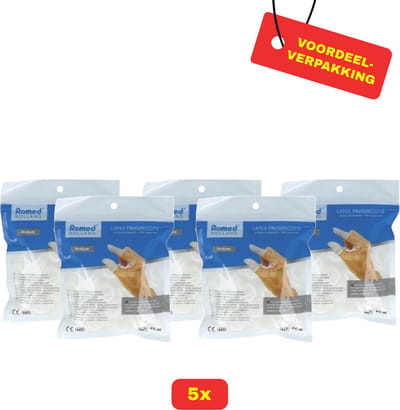 5 X Romed Vingercondooms Latex M - 5 x 100 stuks - Voordeelverpakking!