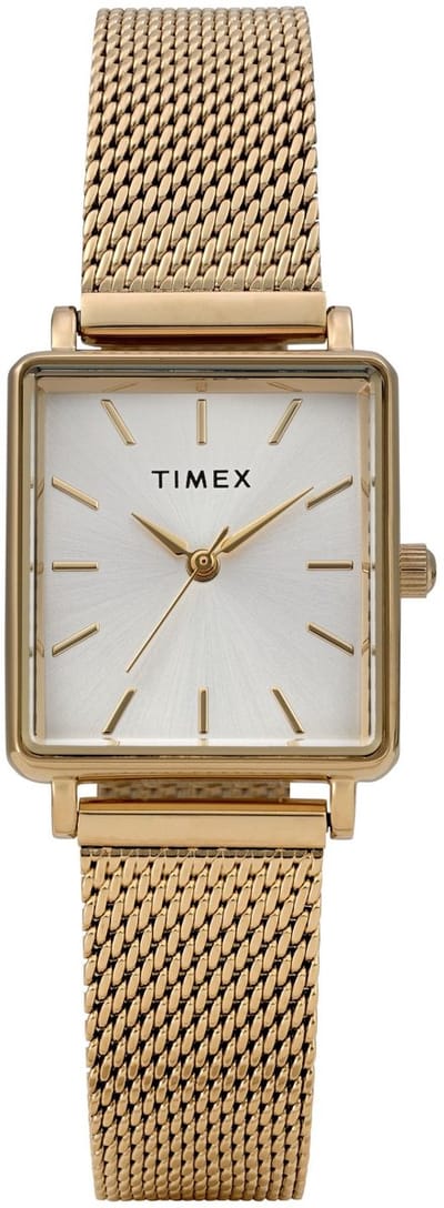 Timex Transcend Quartz Analoog Horloge Goudkleurig En Zilverkleurig Kast Gemaakt Van 100% Loodarm Messing En Een Armband Van 100% Roestvrij Staal 22 TW2Y26100AJ