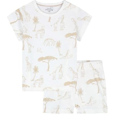 Prénatal peuter shortama giraffe Ivoor Wit 74 unisex