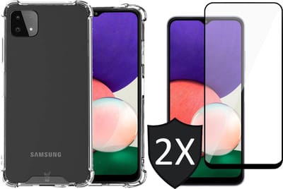 Hoesje geschikt voor Samsung Galaxy A22 4G - Backcover Transparant - 2x Screen Protector - Shockproof Hoesje
