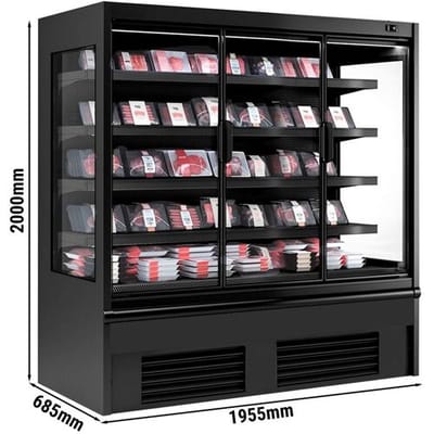 GGM Gastro Wandkühlregal - 1955mm - 683 Liter - mit 3 doppelt verglasten Flügeltüren & 4 Ablagen Zwart