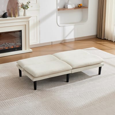 MODENUIT Slaapbank 2-Zits - Verstelbare Rugleuning 106° 140° 180° - Voor Woonkamer En Logeerkamer - Fluweel Beige