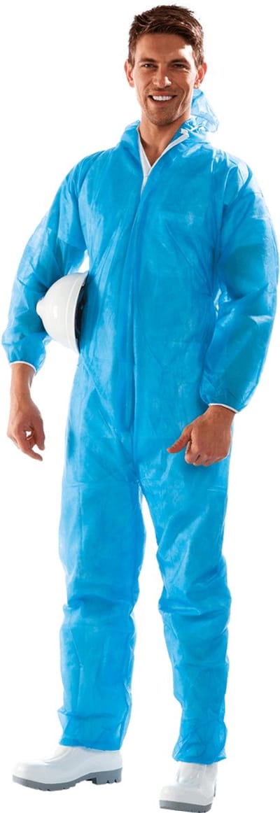 SIR SAFETY POLIFILM Wegwerp Overall HEREN Overall Werkkleding Blauw - Met Capuchon - Met Rits