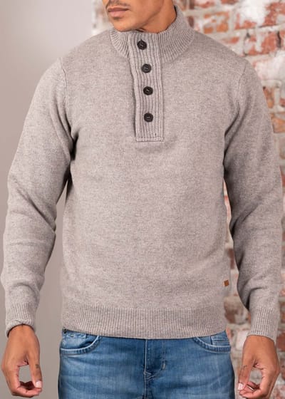 Barbour Mocker Trui Merinowol Greige - Maat XXL - Heren - Quarter zip
