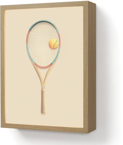 Wandlamp 30x40 cm - Oplaadbaar - Tennisracket - Bal - Beige - Wandlampen binnen woonkamer - Slaapkamer lamp - Decoratieve nachtlamp - Vloerlamp draadloos