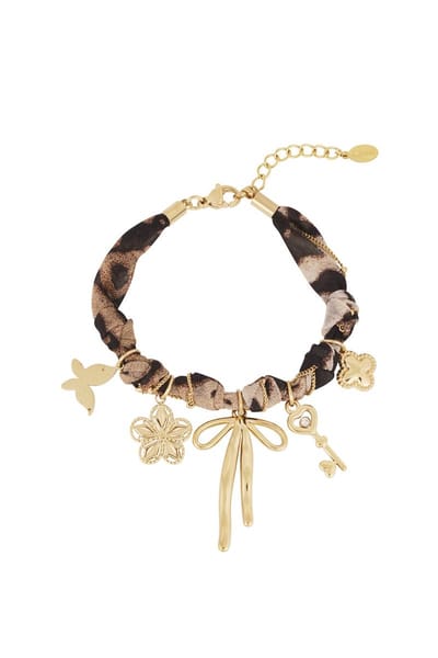 Bijoutheek Armband (Sieraad) Panter Strik En Bedels Goud