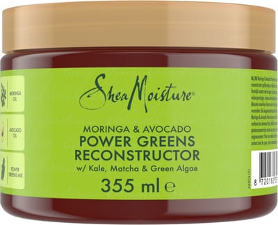 SheaMoisture Power Greens Reconstructor Haarmasker - Moringa & Avocado - natuurlijk vrij van siliconen, sulfaten en Curly Girl Approved - 355 ml