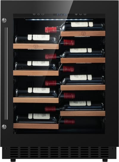Nestor M NWBP136GN1 Wijnkoelkast 36 Flessen (ook Champagne en Elzas) – Inbouw of vrijstaand – Zwart Glas – 1 Zone – LCD Display – 5-20°C