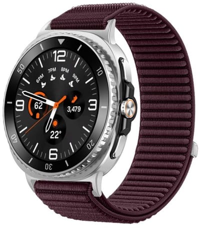 By Qubix - smartwatch bandje - Compatible Samsung bandje - Nylon ribbelbandje - Donkerpaars - Geschikt voor Samsung Galaxy Watch 9 (40/44mm) - Watch 8 (40/44mm) - Watch 8 Classic (46mm)