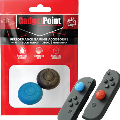 Gadgetpoint - Thumb Grips voor Nintendo Switch Joy-Con Controllers - Gaming Thumbgrips - Performance Anti-Slip Thumbsticks - Bescherming Accessoires - Thumbgrip - Blauw/Zwart