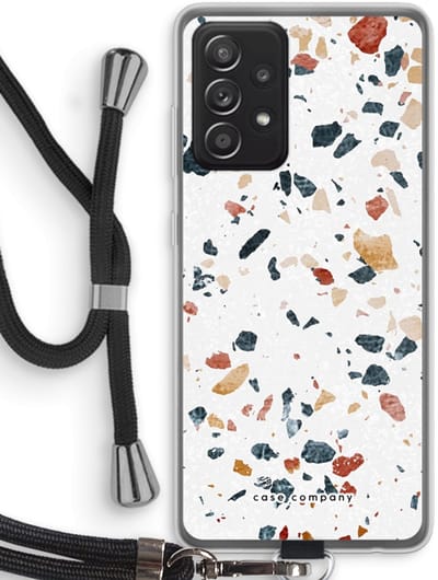Case Company® - Hoesje met koord geschikt voor Samsung Galaxy A52s 5G hoesje met Koord - Terrazzo N°4 - Telefoonhoesje met Zwart Koord - Bescherming aan alle Kanten en Over de Schermrand