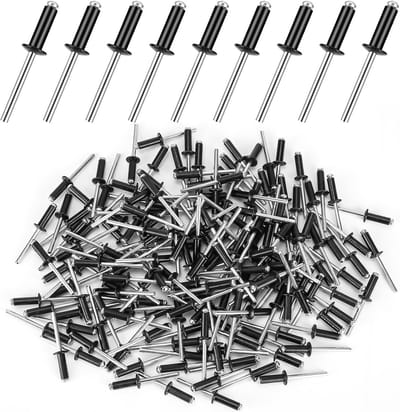 200x Zwarte Aluminium Blindklinknagels met Grote Kop - 4.8 x 16 mm Popnagels
