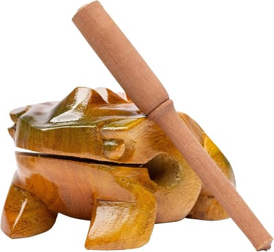 Houten Kikker Instrument - Guirokikker Percussie - Muziek Maken - Met Knots - 10 cm - Beige