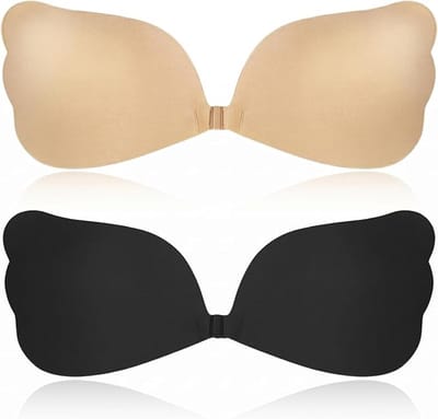 Plak-bh’s Onzichtbare beha, 2-delig, strapless beha, push-up tepelbedekkers, herbruikbaar, ademend geschikt voor meisjes en dames, tape geschikt voor feestjurken, zelfklevende beha geschikt voor dames，Maat/grootte: C