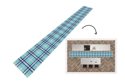 Keukenloper - Keukenmat - Plaid - Blauw - Patronen - Schotse ruit - 400x50 cm - Keuken vloerkleed