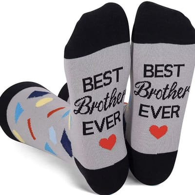 SilverAndCoco® - Broer Sokken / Gekke Vrolijke Foute Kleding / Leuke Grappige Dikke Warme Man Socks / Broertje Verjaardag Geschenk accessoires Sok Outfit Katoen / Mannen Sinterklaas Schoen Kerst Cadeau met Tekst - Best Brother